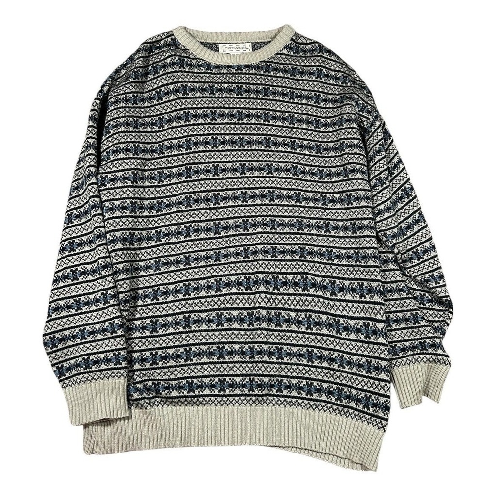 Vintage Crossings Fair Isle Sweater Nordic Knit Pullover Retro‎ 90s Size Medium